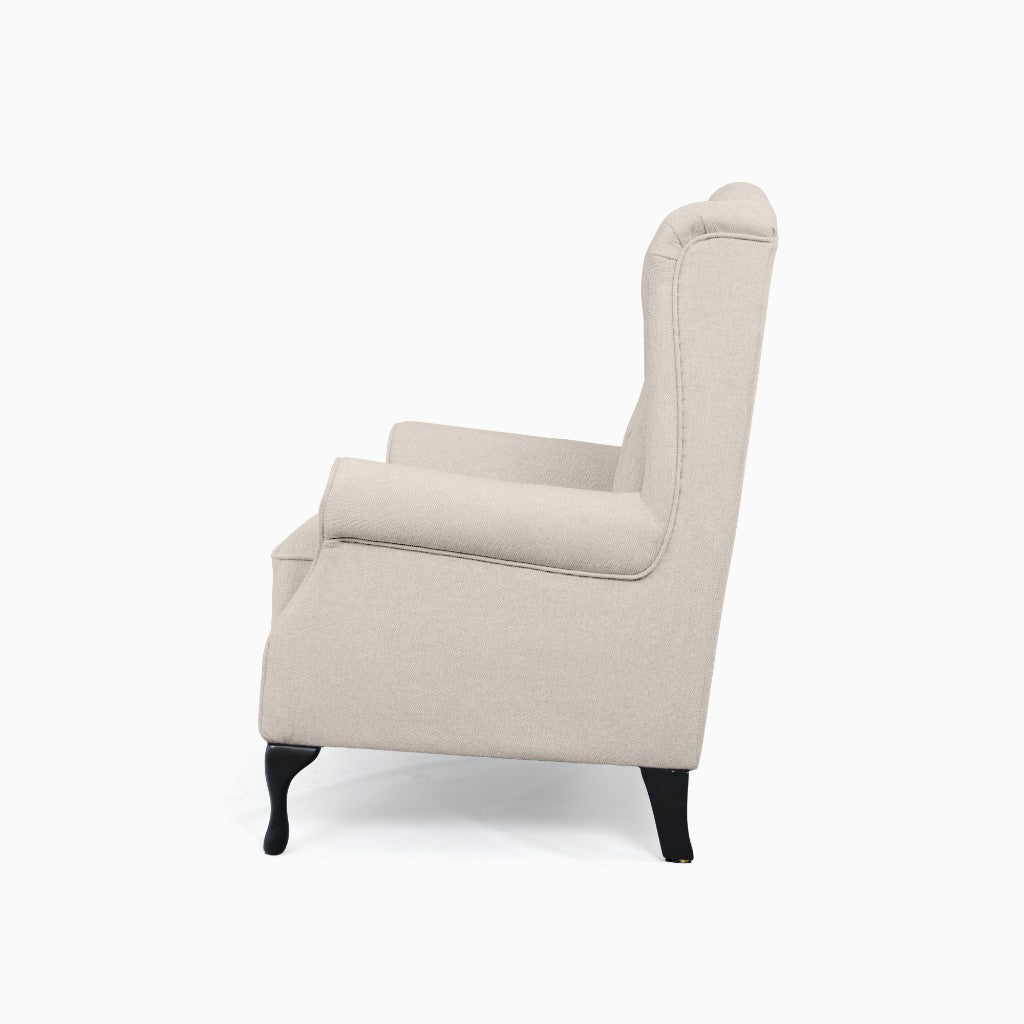 Royal Beige Linen Chesterfield Wing Back Armchair