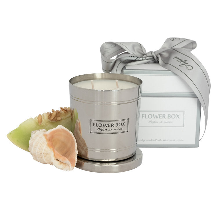 Flower Box Home Fragrance Aqua - 290g Silver Candle