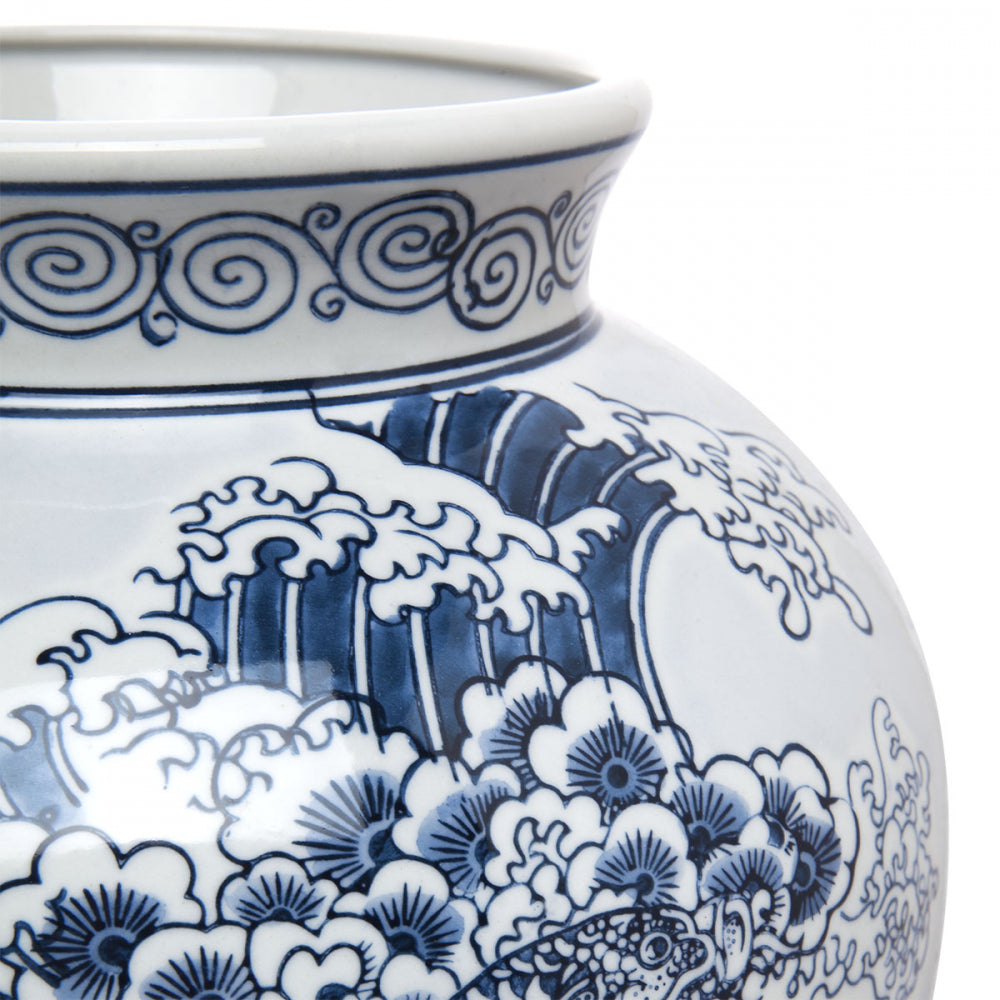 Blue & White Porcelain Wave Vase