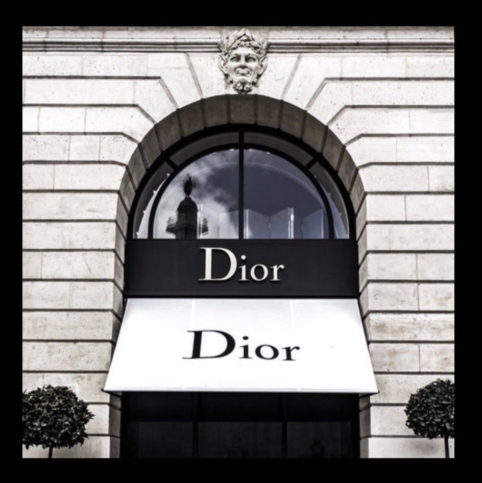 Small Dior Storefront Black Gloss Framed Designer Print