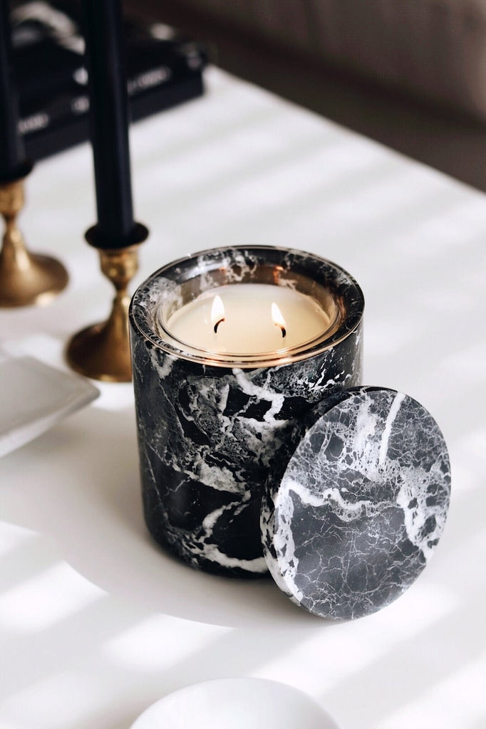 Luxury Black Marble Candle In French Pear - EX DISPLAY BOX