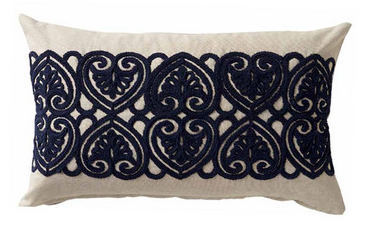 Beige And Navy Lumbar Cushion