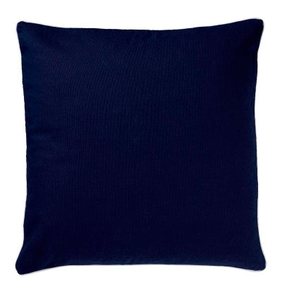 Navy Canvas Cushion With White Piping 60cm