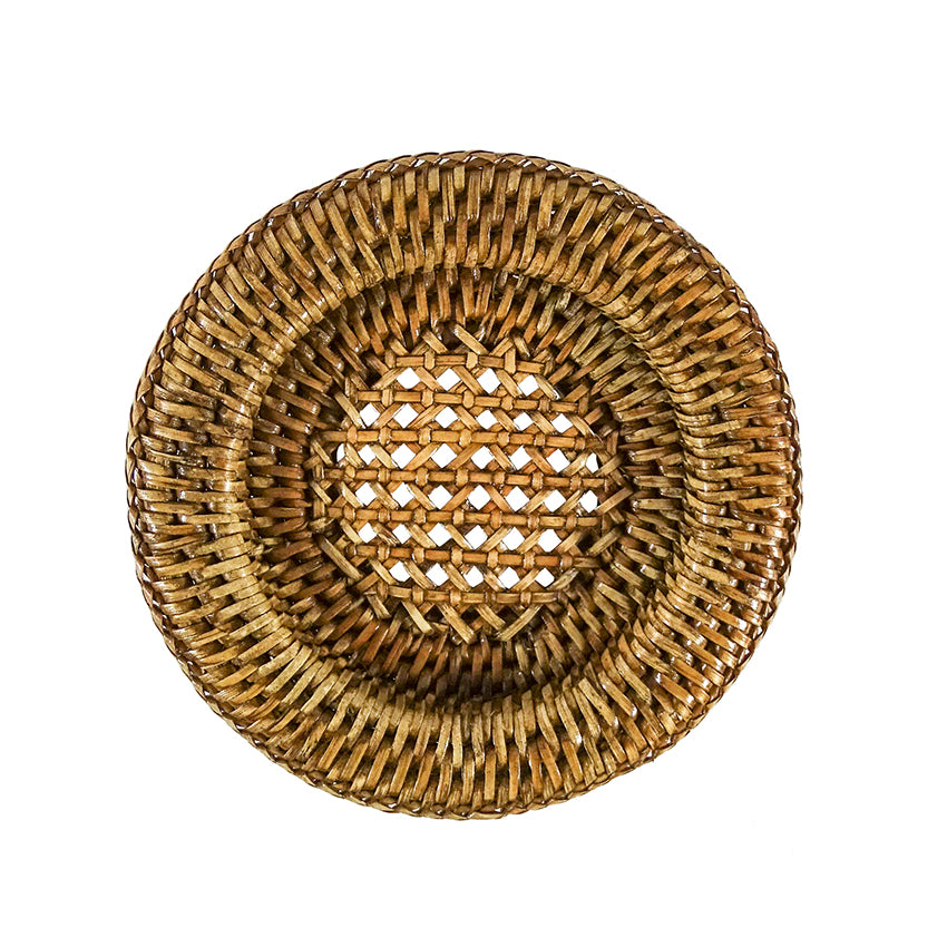 Set of Three Rattan Candle Holders