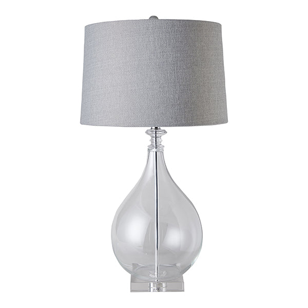 Ex Display Luxurious Glass Teardrop Lamp With Grey Linen Shade