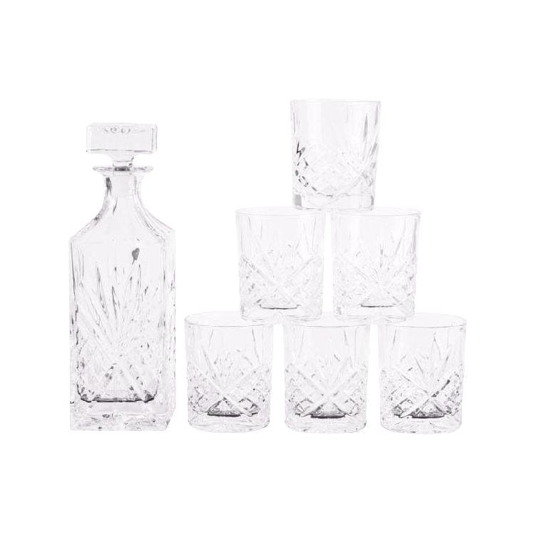 Luxury Etched Glass 7 Piece Whiskey Set