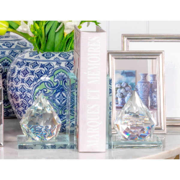 Pair Of Diamond Crystal Bookends - SAVE 35% OFF!