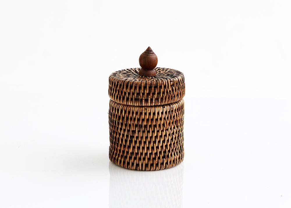 Rattan Round Trinket Box With Lid