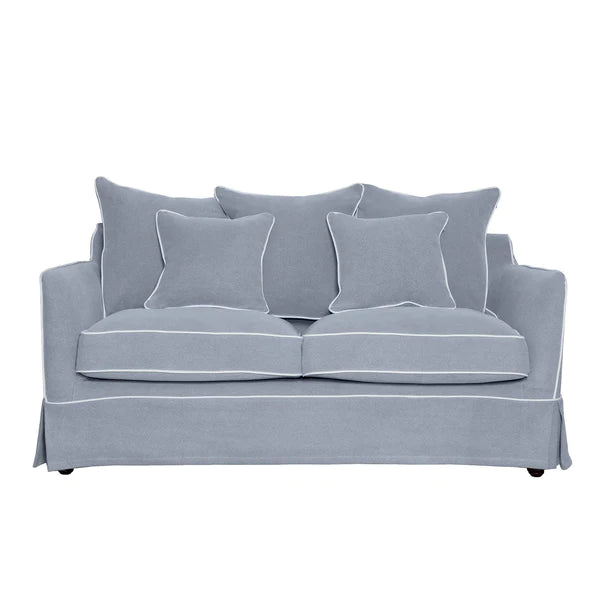 Avondale Two Seater Sofa In Grey with White Piping