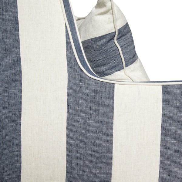 Newport Three Seater Sofa In Denim Blue Stripe with Piping