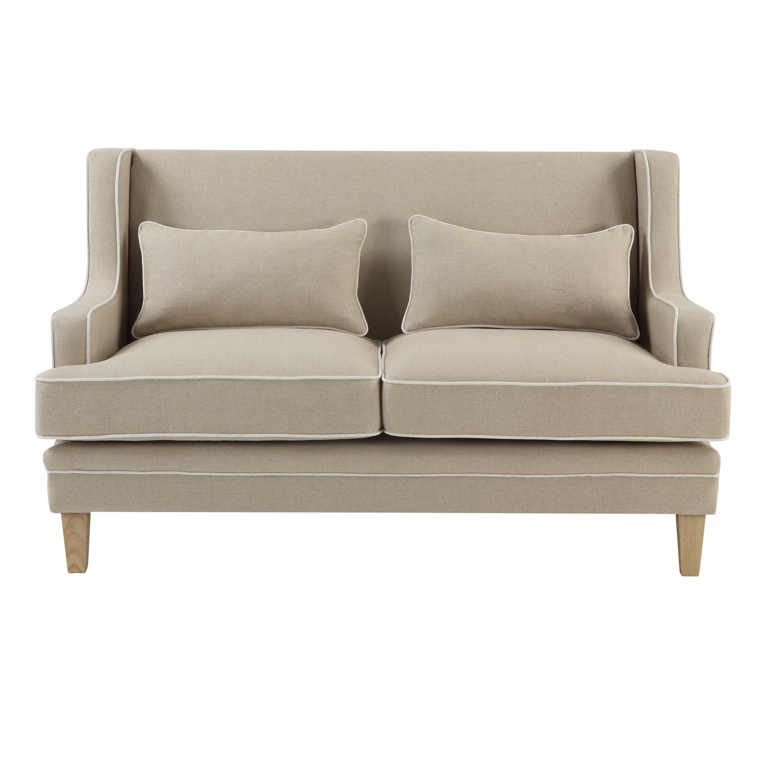 Newport Two Seater Sofa In Natural With White Piping