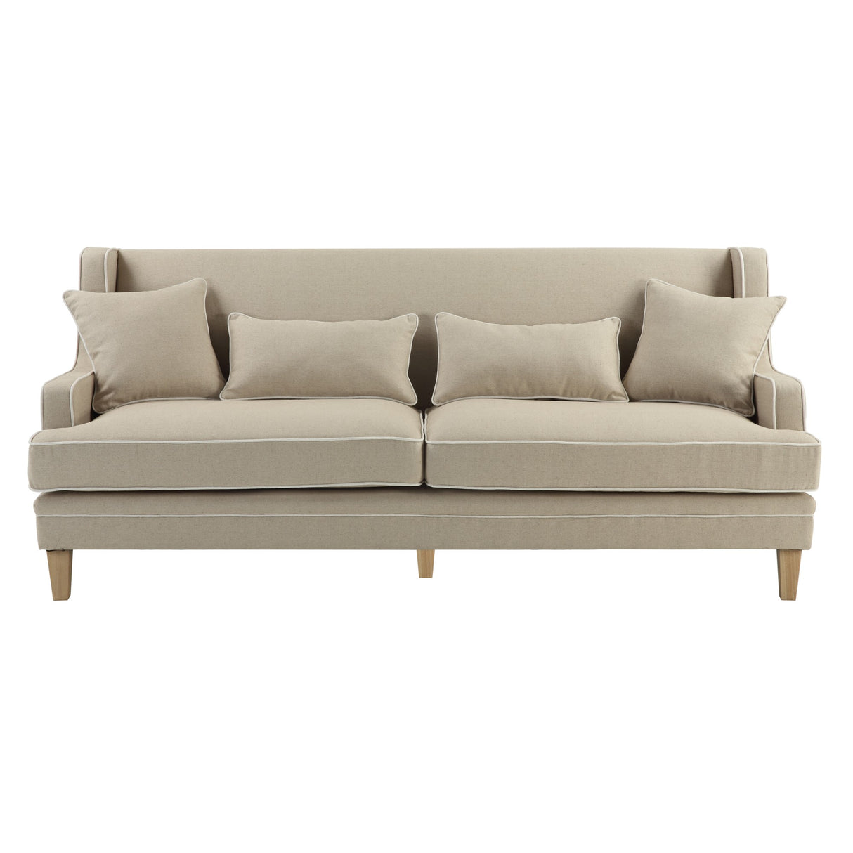 Newport Three Seater Sofa In Natural With White Piping