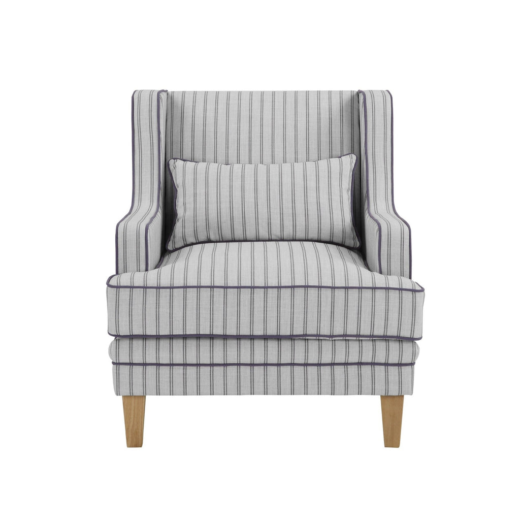 Newport Armchair In Blue And White Pinstripe