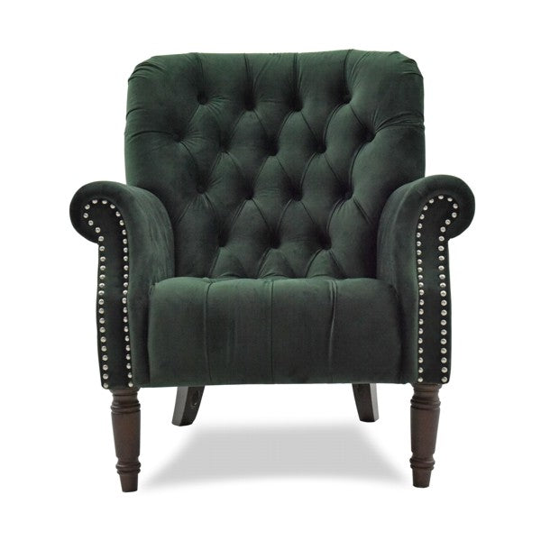 Velvet Green Button Tufted Armchair