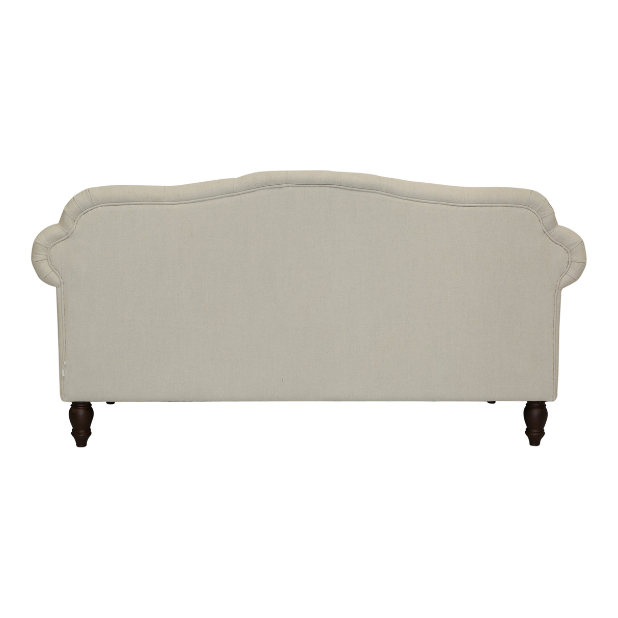 Beige Linen Chesterfield Two Seater Sofa With Studs
