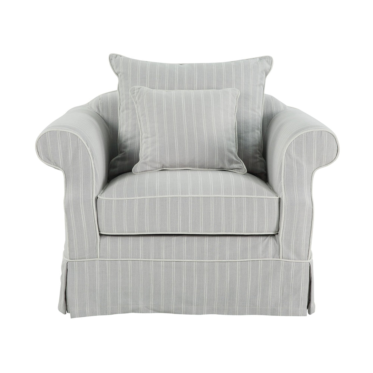 Ex-Display Lexington Armchair In Classic Silver Grey Pinstripe