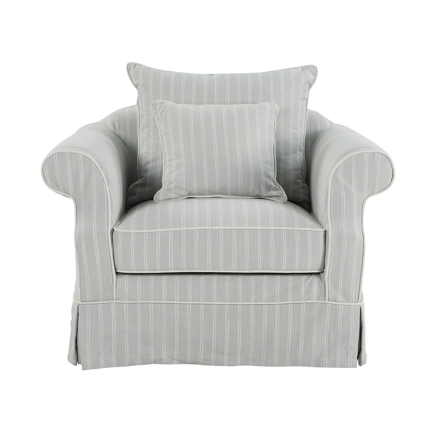 Ex-Display Lexington Armchair In Classic Silver Grey Pinstripe