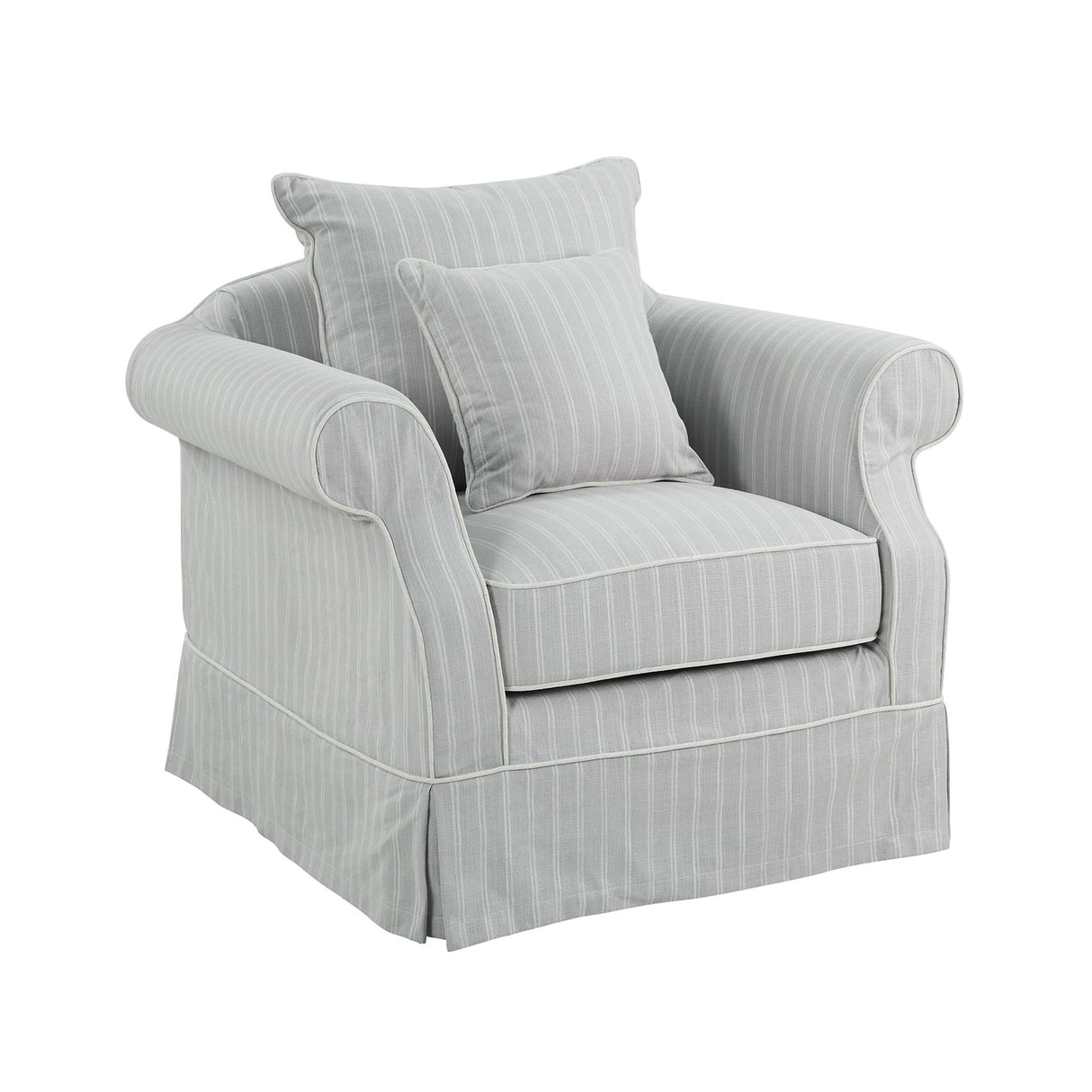 Ex-Display Lexington Armchair In Classic Silver Grey Pinstripe