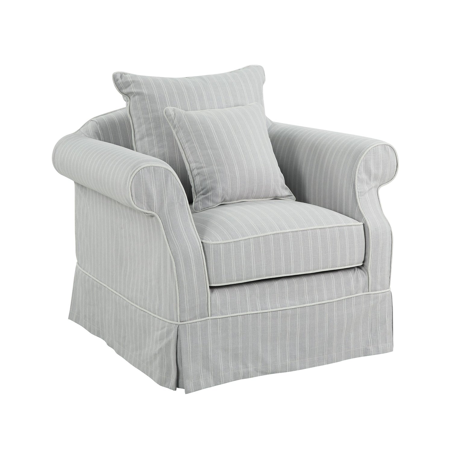 Ex-Display Lexington Armchair In Classic Silver Grey Pinstripe