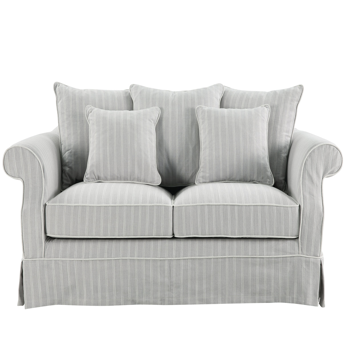 Lexington Two Seater Sofa In Classic Silver Grey Pinstripe