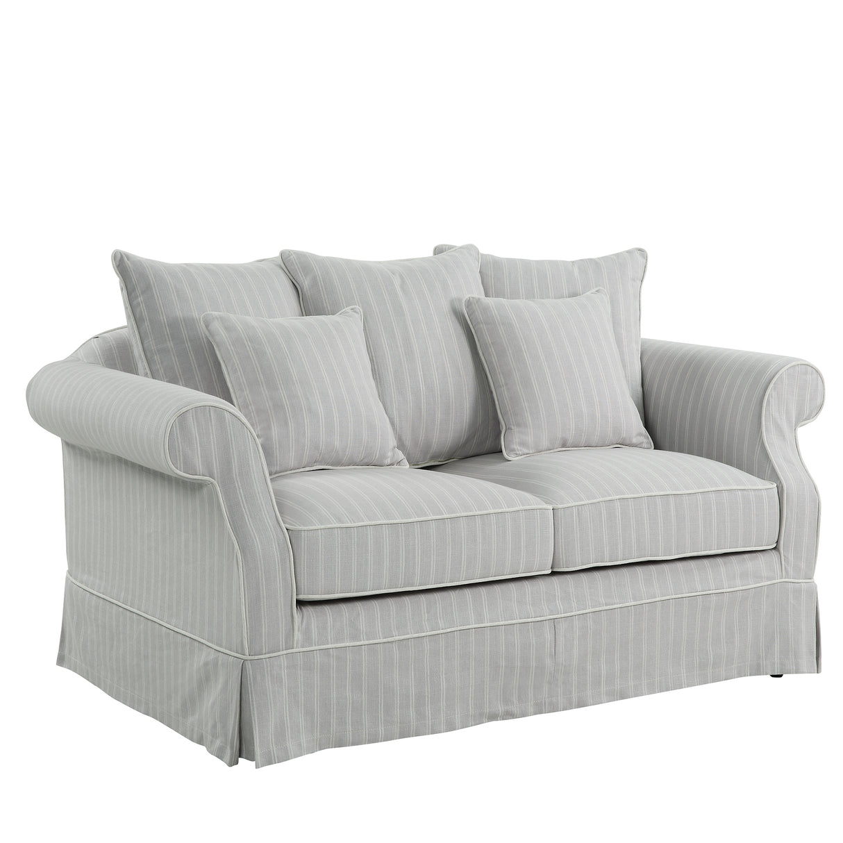 Lexington Two Seater Sofa In Classic Silver Grey Pinstripe