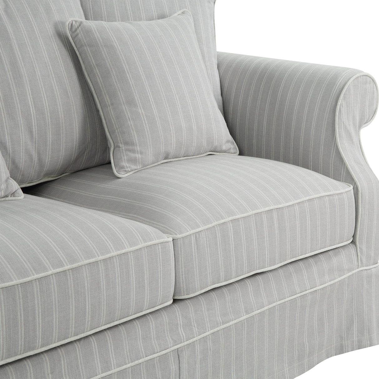 Lexington Two Seater Sofa In Classic Silver Grey Pinstripe