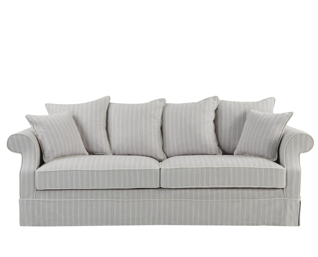 Lexington Three Seater Sofa In Classic Silver Grey Pinstripe
