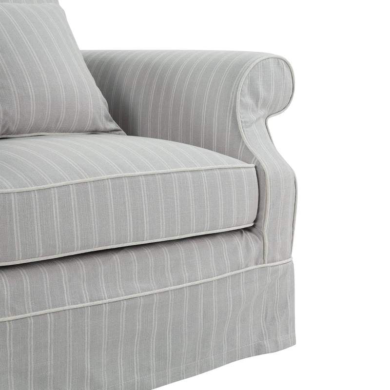 Lexington Three Seater Sofa In Classic Silver Grey Pinstripe