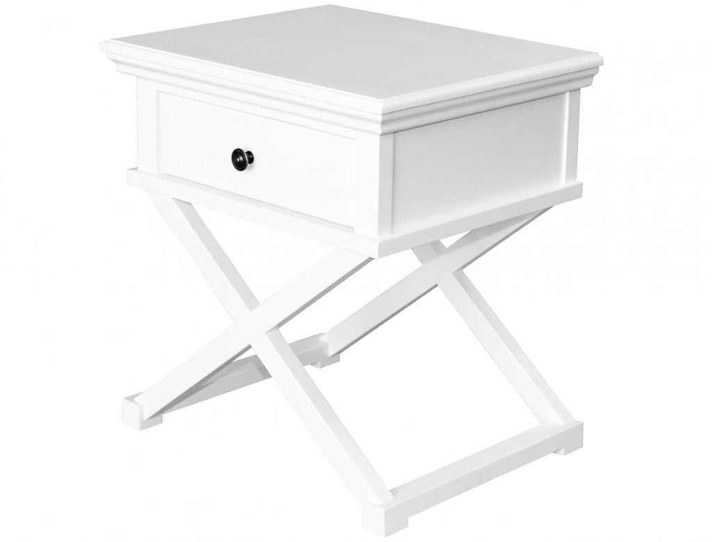 Newport Cross Leg Side Table In White