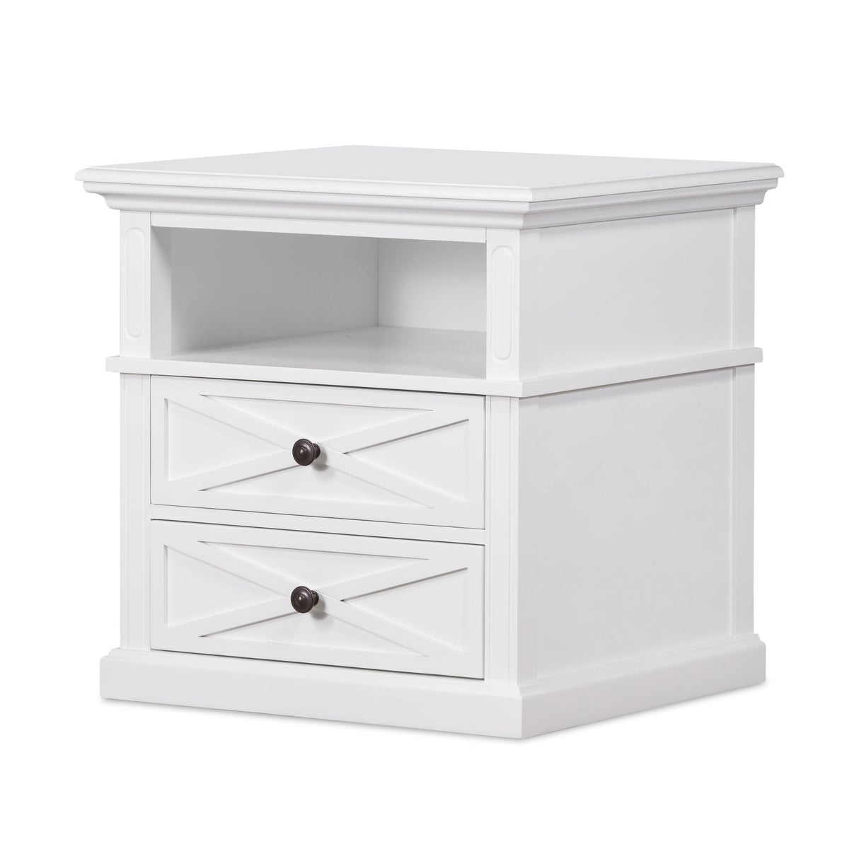 Newport Medium Two Drawer Side Table In White