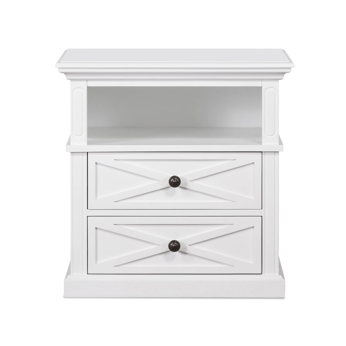 Newport Medium Two Drawer Side Table In White