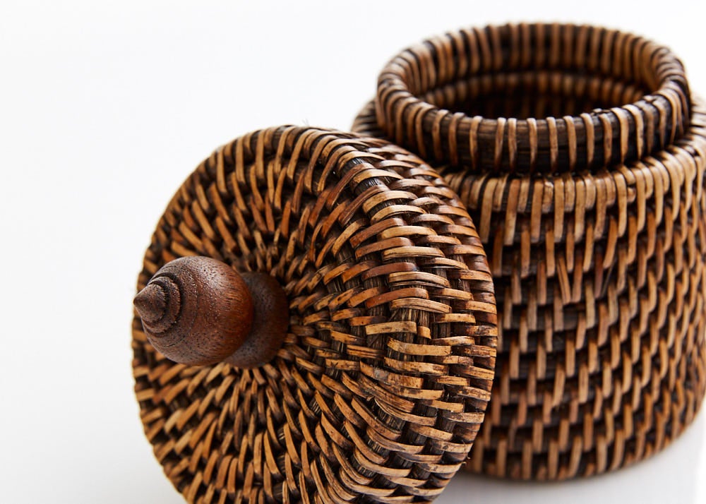 Rattan Round Trinket Box With Lid