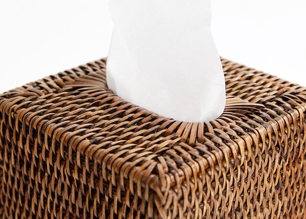 Rattan Square Tissue Box Cover