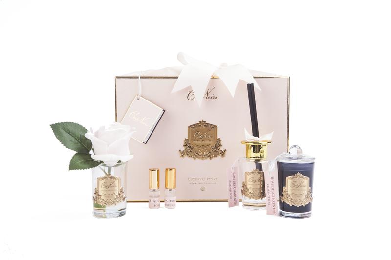 Cote Noire Charente Rose Gift Set With Candle, Diffuser & Scented Floral