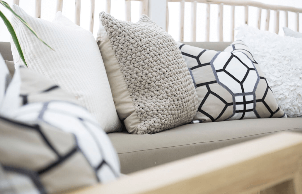 Geometric Designer Lounge Cushion In Natural