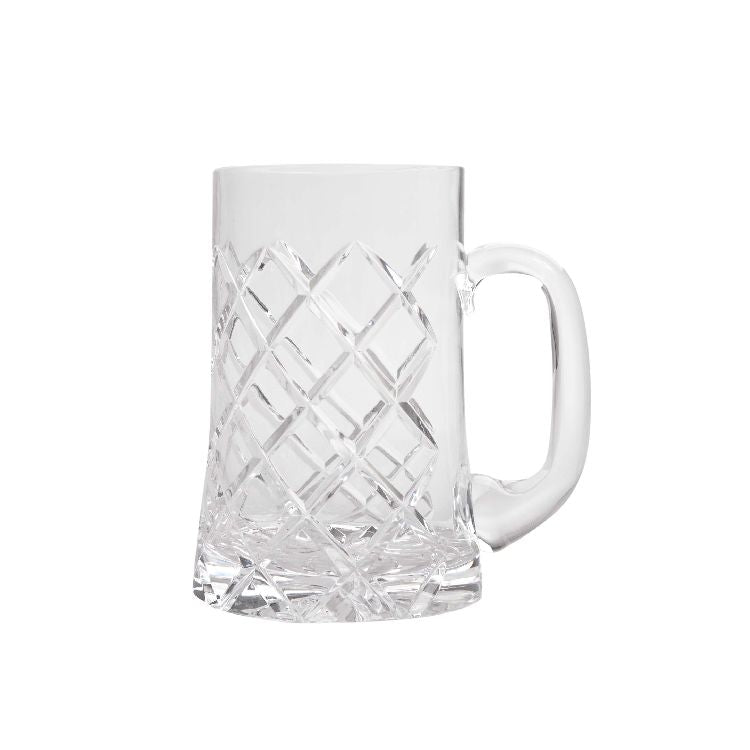 Pair Of Large Diamond Crystal Beer Glasses