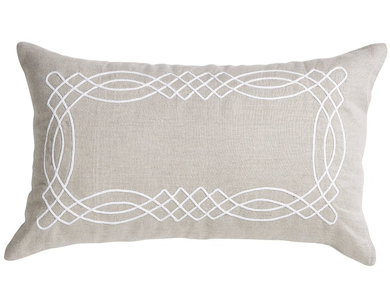 Beige Linen Scroll Lumbar Cushion 30cm x 50cm