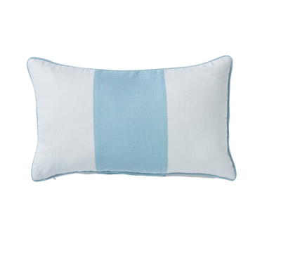 Hamptons Sky Blue Riviera Stripe Lumbar Cushion