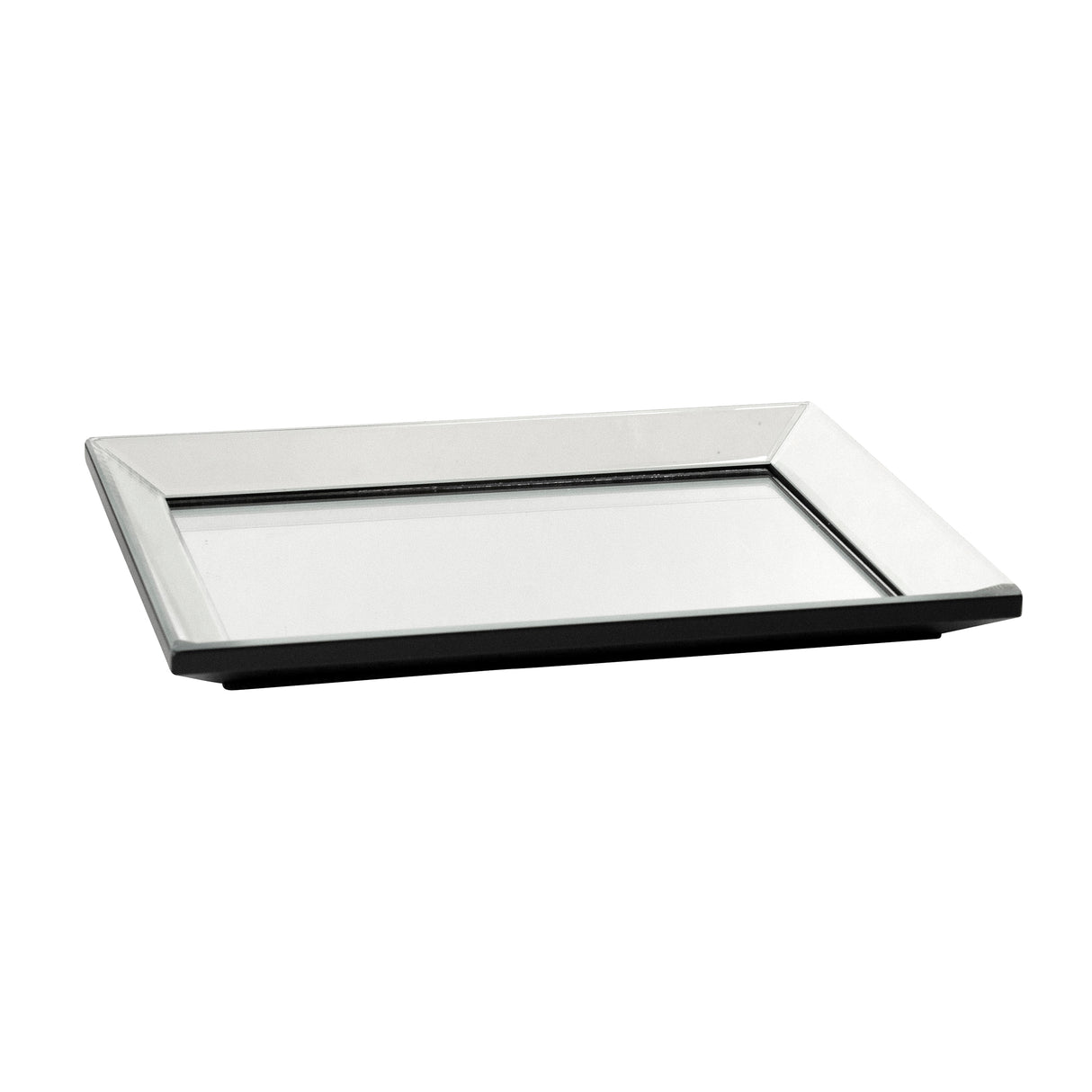 Large Lush Silver Deep Mirror Rectangular Tray