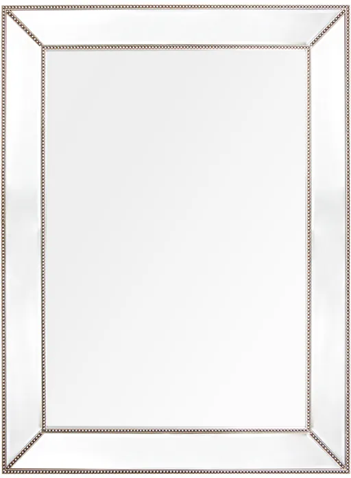 Large Beaded Wall Mirror In Antique Silver