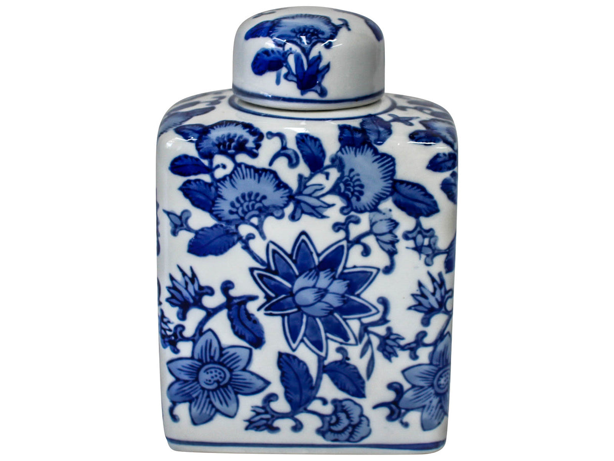 Blue & White Rectangular Lotus Jar
