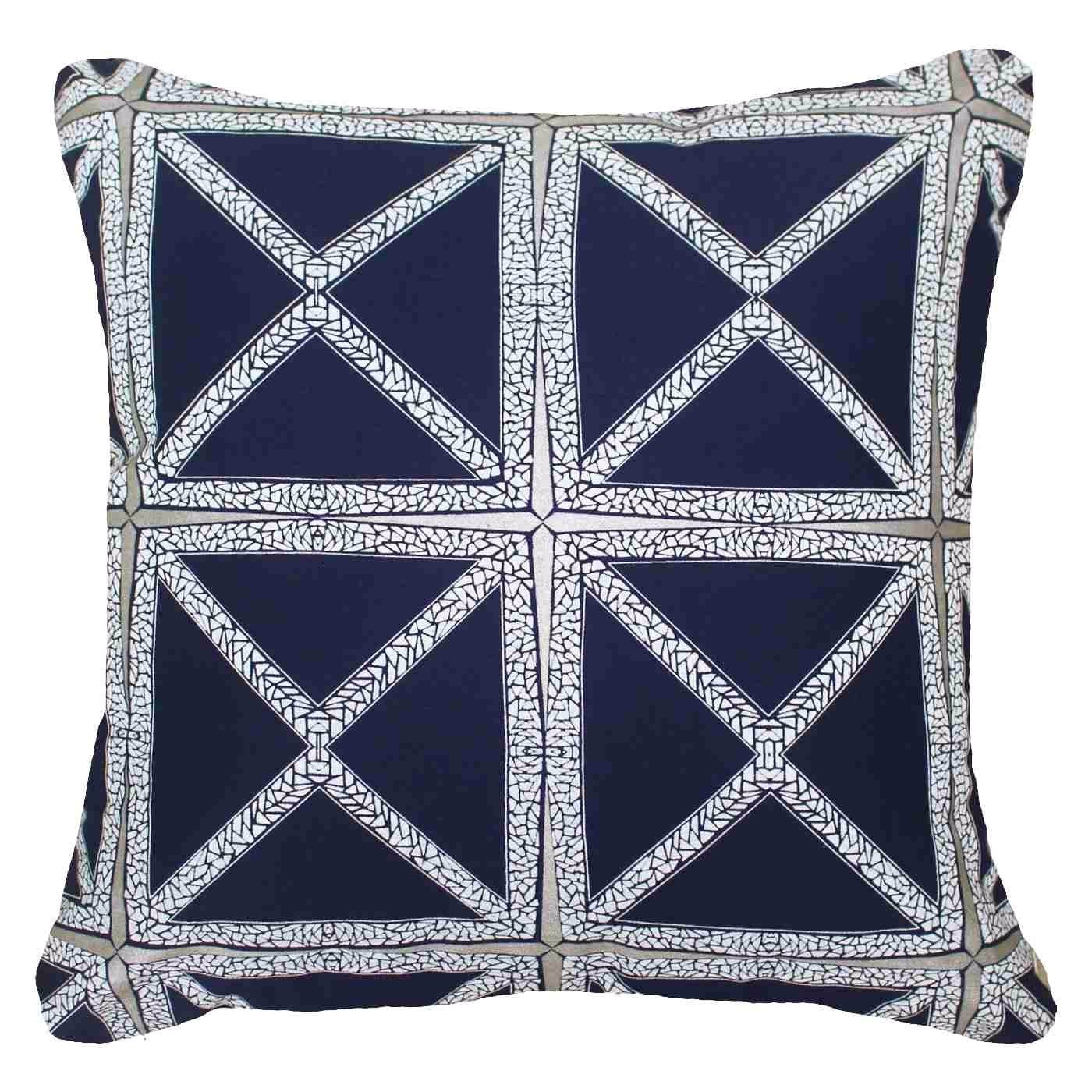 Designer Diamond Star Lounge Cushion In Navy With Feather Insert 55x55cm