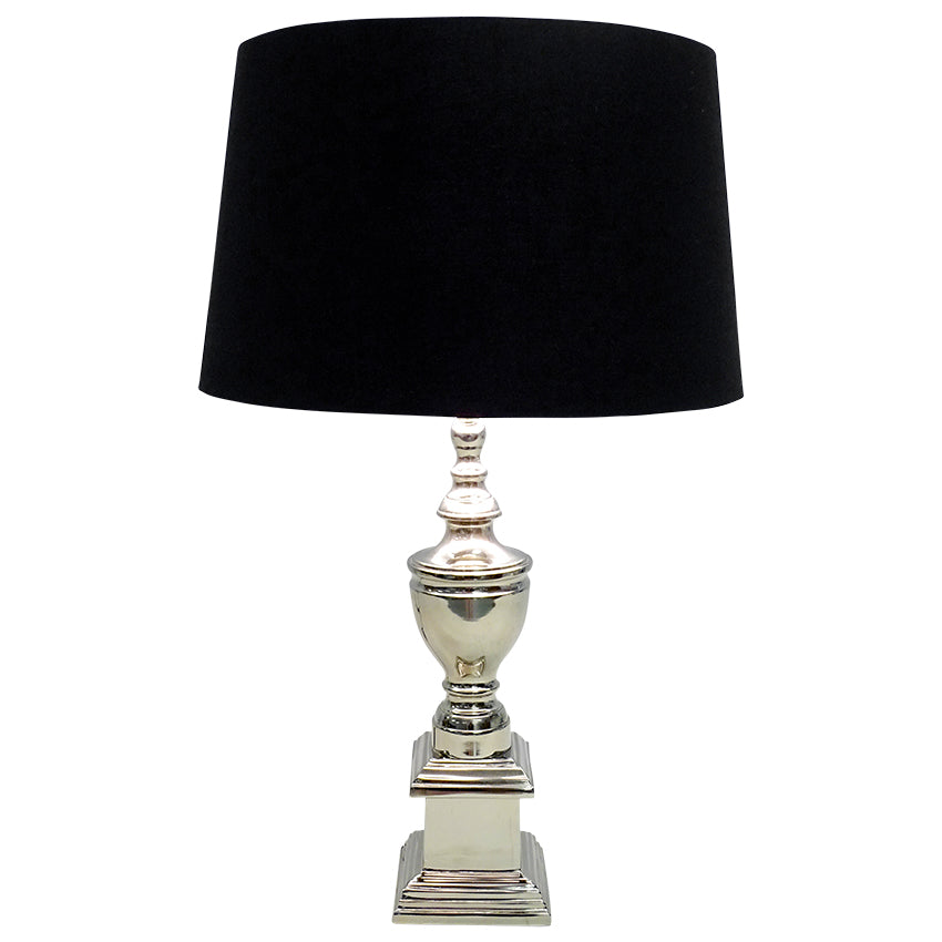 Ex Display Silver Slimline Lamp With Black Shade In Small