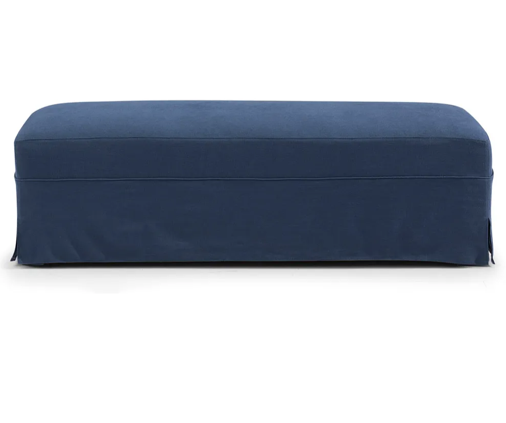Luxury Navy Linen Ottoman