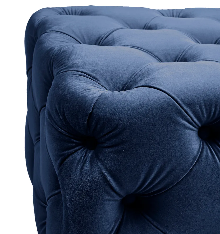 Ex-Display Luxury Button Tufted Navy Velvet Ottoman