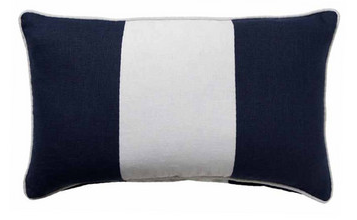 Hamptons Navy Blue Riviera Stripe Lumbar Cushion 30cm x 50cm - SAVE 30% OFF! LAST ONE!