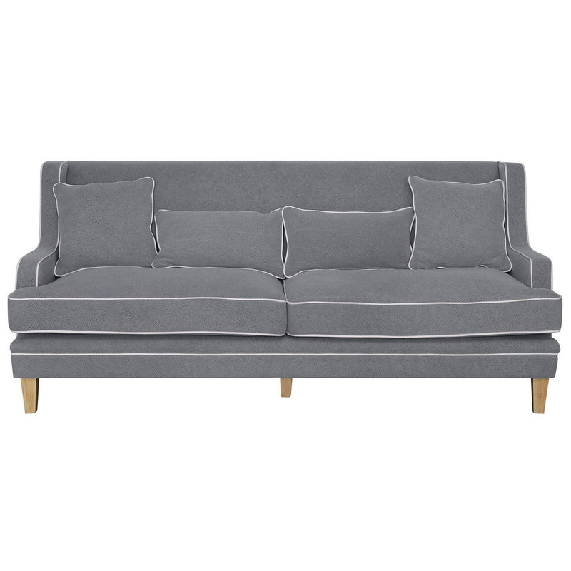 Newport Three Seater Sofa In Grey With White Piping