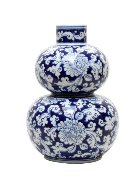 Navy Blue & White Botanical Vase - SAVE 40% OFF! LAST ONE!