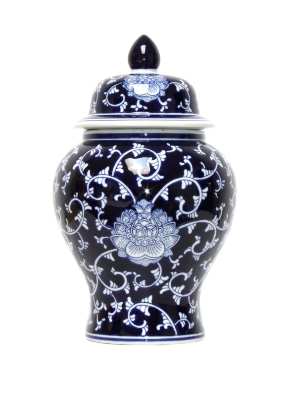 Dark Blue & White Lotus Ginger Jar