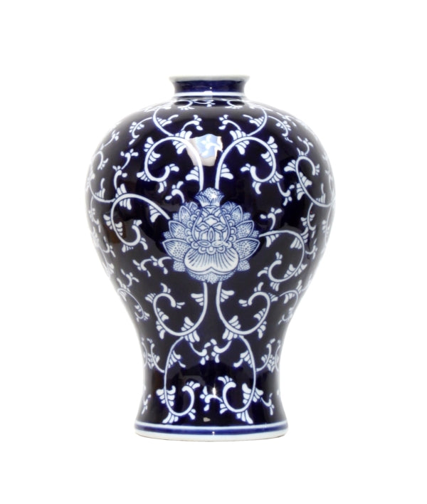 Dark Blue & White Lotus Vase